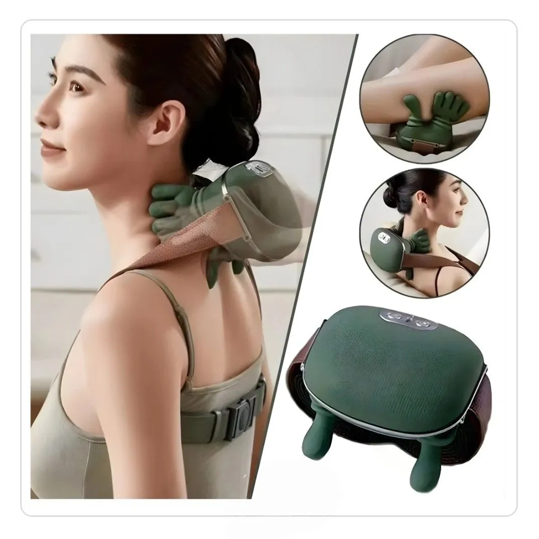 Masajeador de Cuello Tipo Manos 4D con Calor Terapéutico para Contracturas, Estrés y Fatiga Muscular