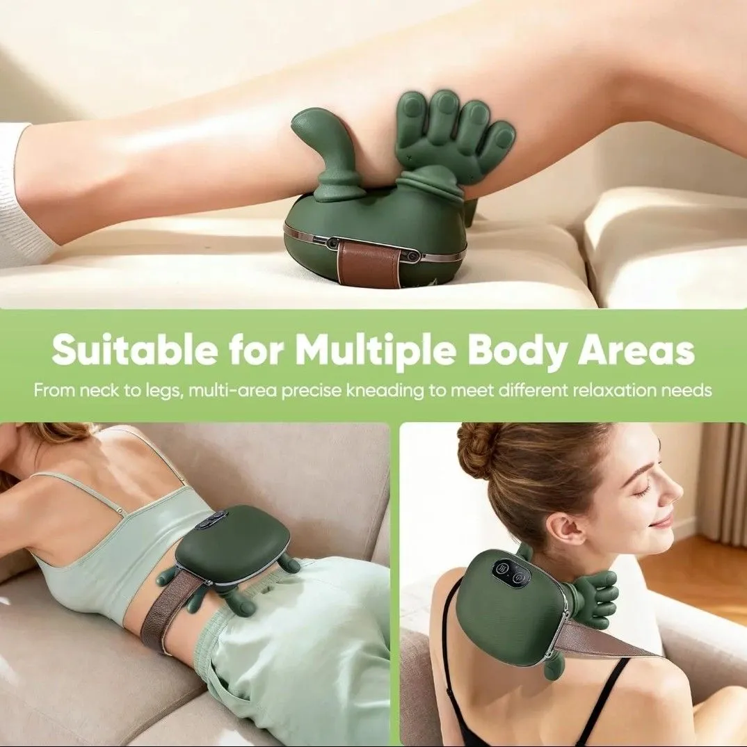 Masajeador de Cuello Tipo Manos 4D con Calor Terapéutico para Contracturas, Estrés y Fatiga Muscular