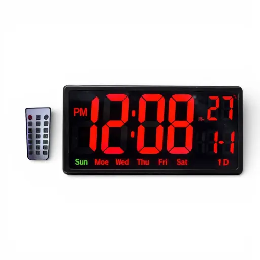 Reloj Digital LED de Pared Grande con Control Remoto, Fecha y Temperatura — Relojes