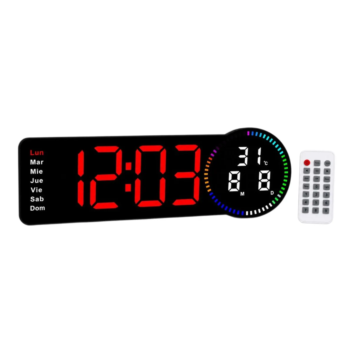 Reloj LED de Pared con Calendario y Temperatura