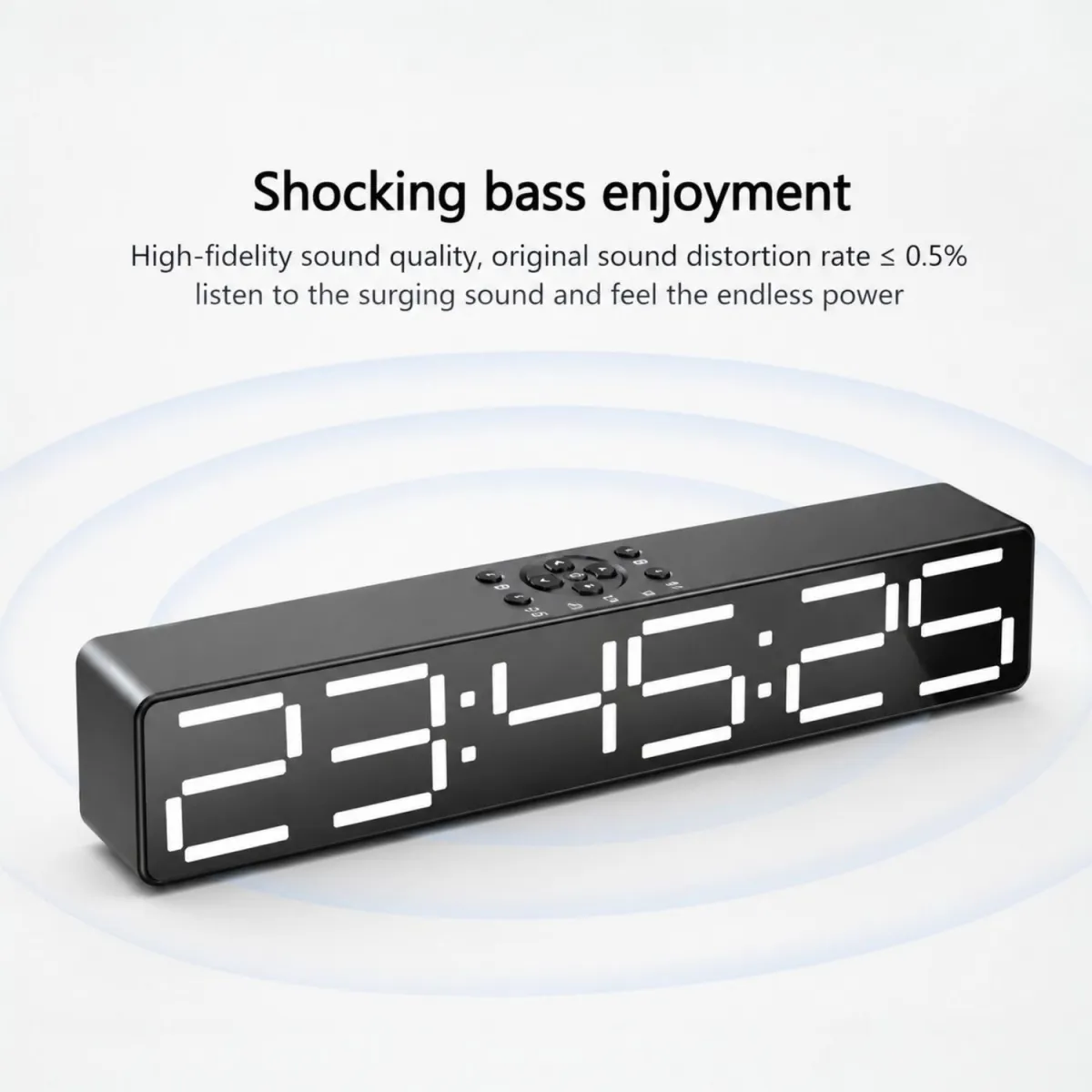 Reloj Despertador Bluetooth LED con Parlante Dual 30 cm