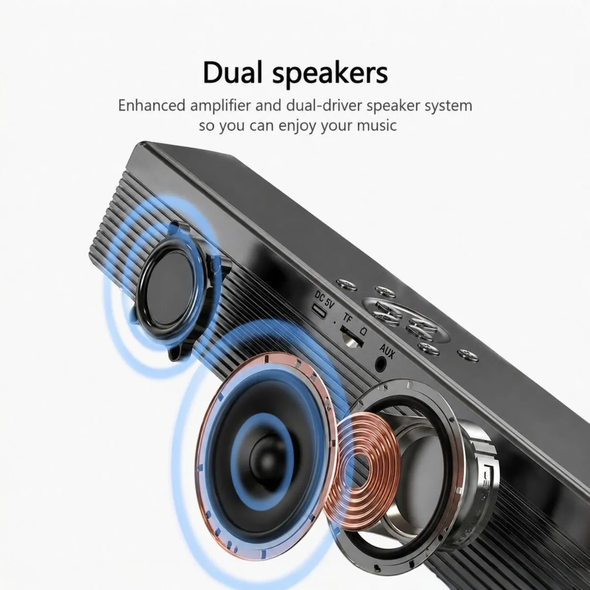 Reloj Despertador Bluetooth LED con Parlante Dual 30 cm