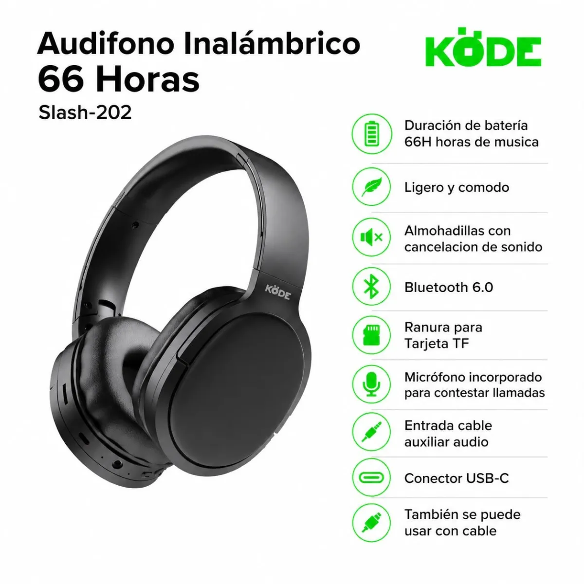 Audífonos Inalámbricos Bluetooth KÖDE Slash-202 66 Horas