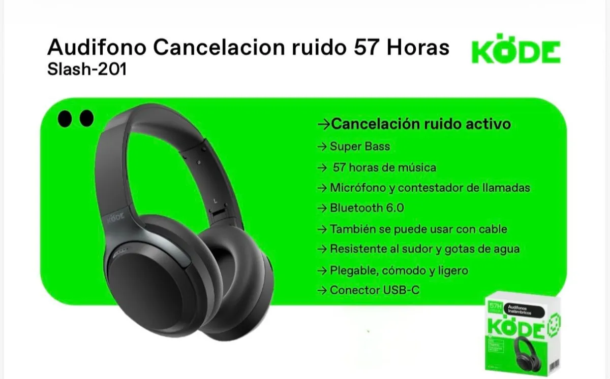 Audífonos Bluetooth KÖDE Slash-201 ANC 57 Horas — Audífonos