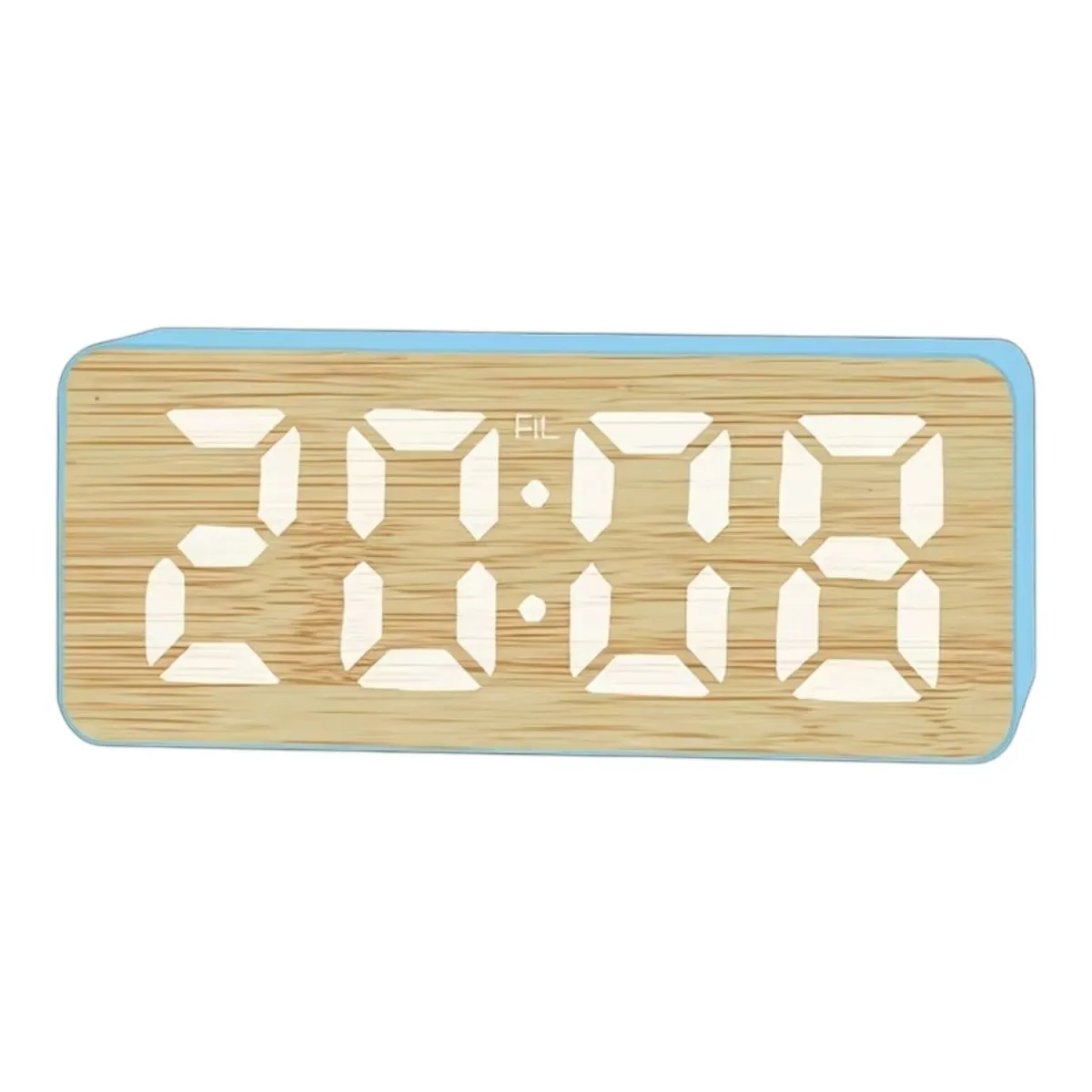 Reloj Digital LED de Mesa Efecto Madera con Alarma
