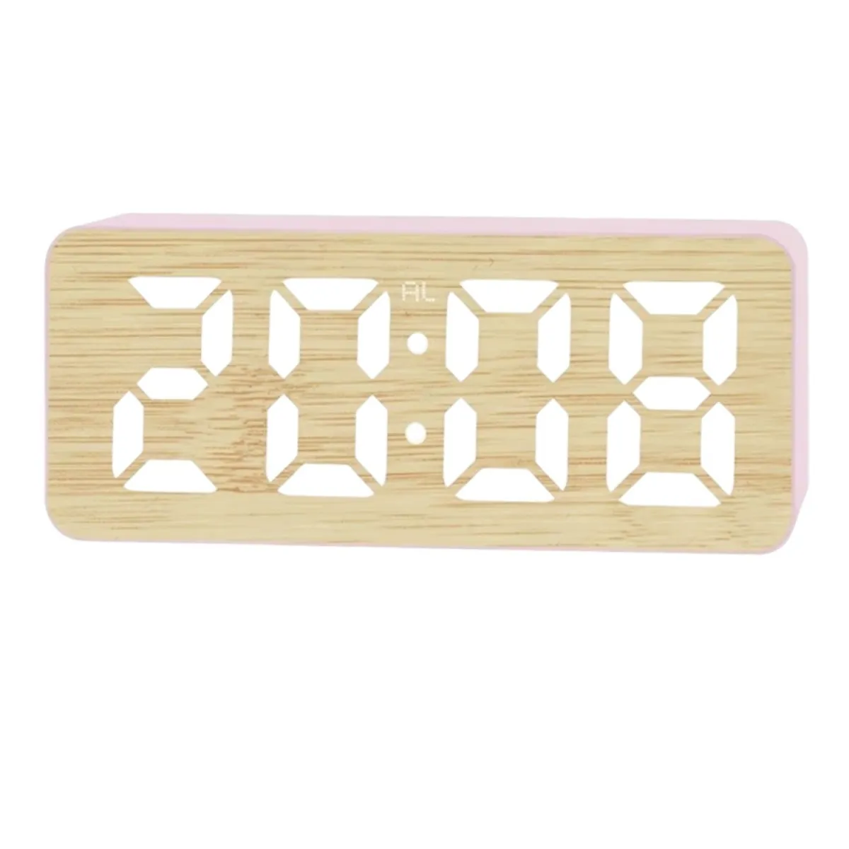 Reloj Digital LED de Mesa Efecto Madera con Alarma — Relojes