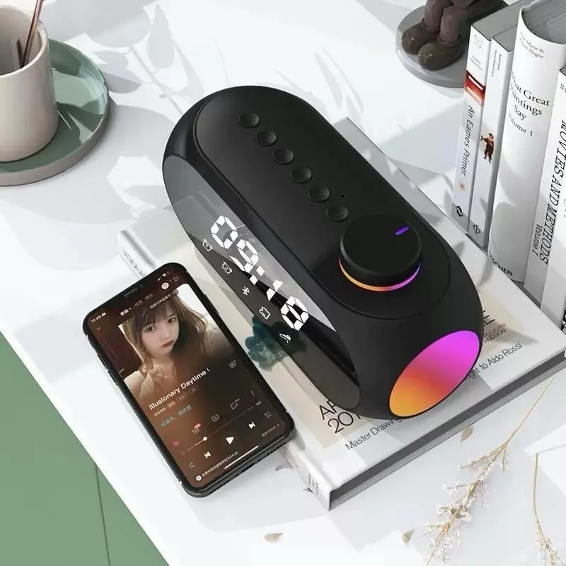 Reloj Despertador Digital Bluetooth S18 con Parlante, Radio FM y Luz RGB