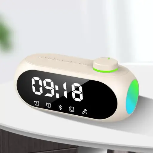 Reloj Despertador Digital Bluetooth S18 con Parlante, Radio FM y Luz RGB — Relojes