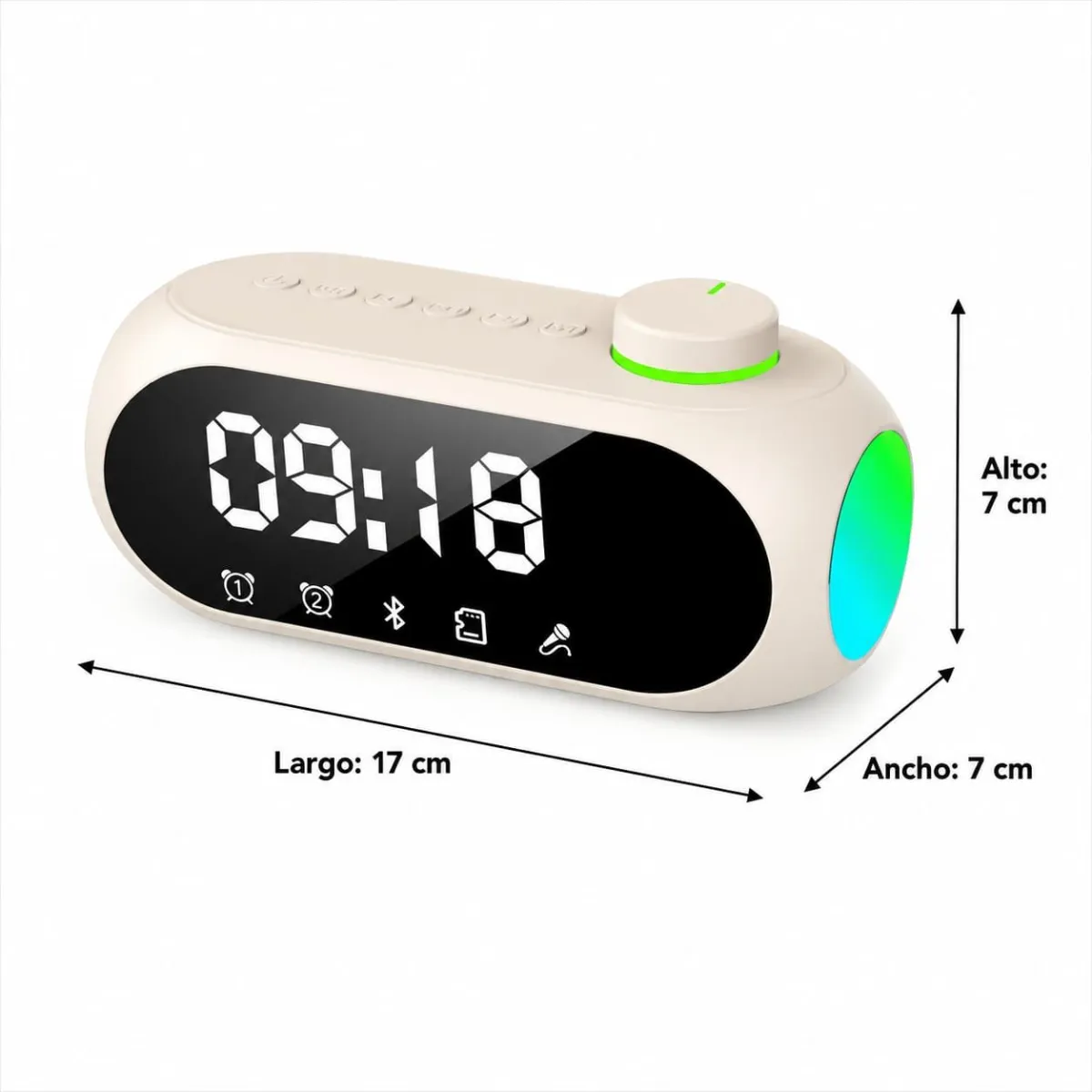Reloj Despertador Digital Bluetooth S18 con Parlante, Radio FM y Luz RGB — Relojes