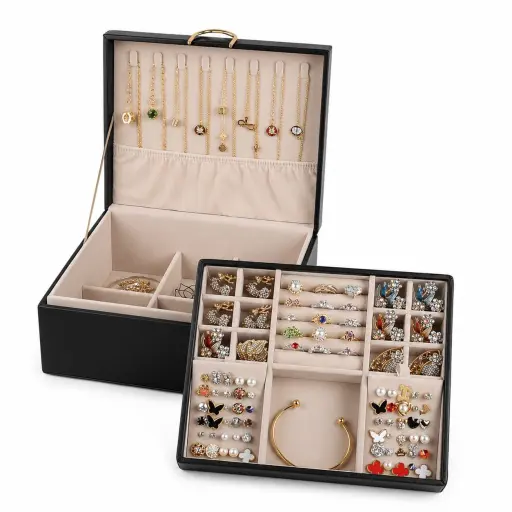 Caja Organizadora de Joyas Premium con Bandeja Extraíble — Joyeros / bolsas