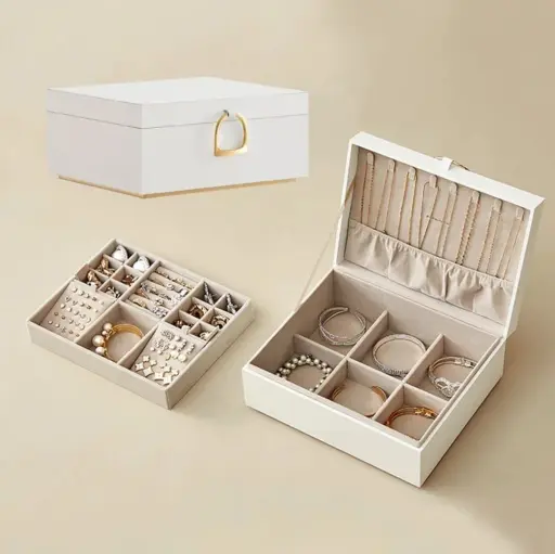 Caja Organizadora de Joyas Premium con Bandeja Extraíble — Joyeros / bolsas