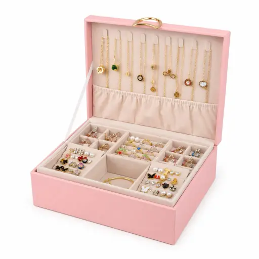 Caja Organizadora de Joyas Premium con Bandeja Extraíble — Joyeros / bolsas