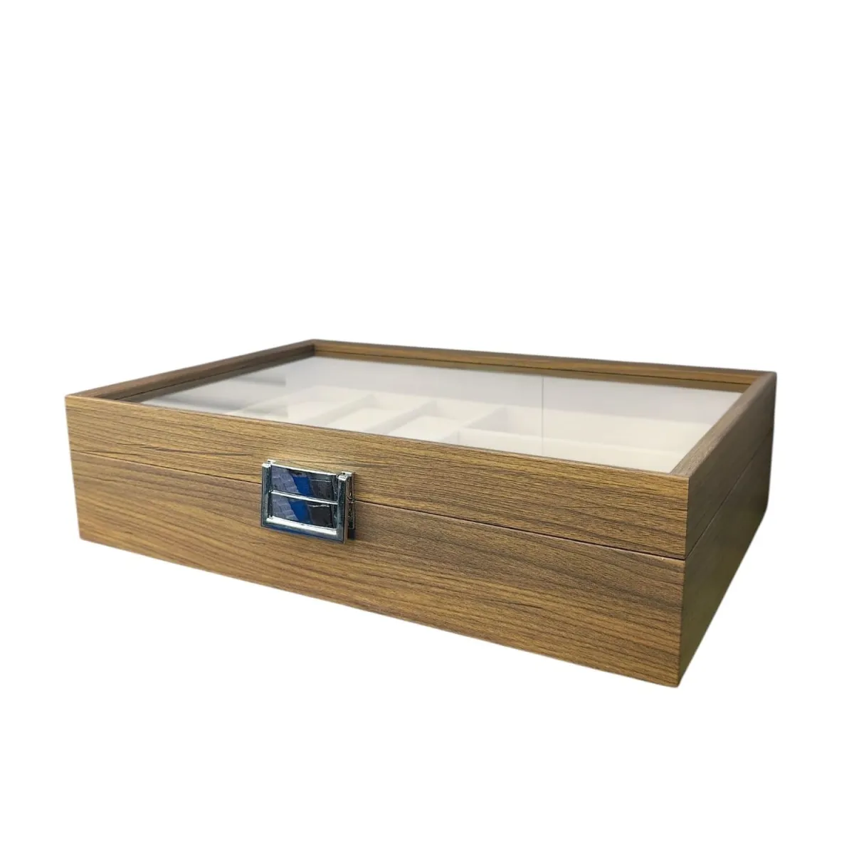 Organizador de Relojes y Lentes de Madera con Tapa Transparente 6 Relojes + 3 Lentes — Accesorios para relojes