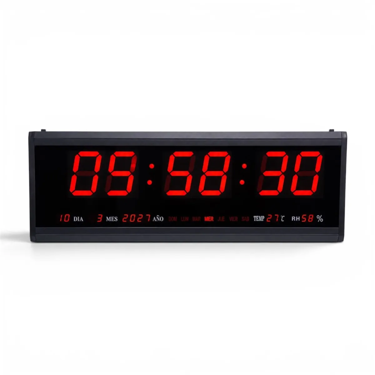 Reloj Digital LED de Pared 56 cm con Fecha, Día, Temperatura y Humedad — Relojes