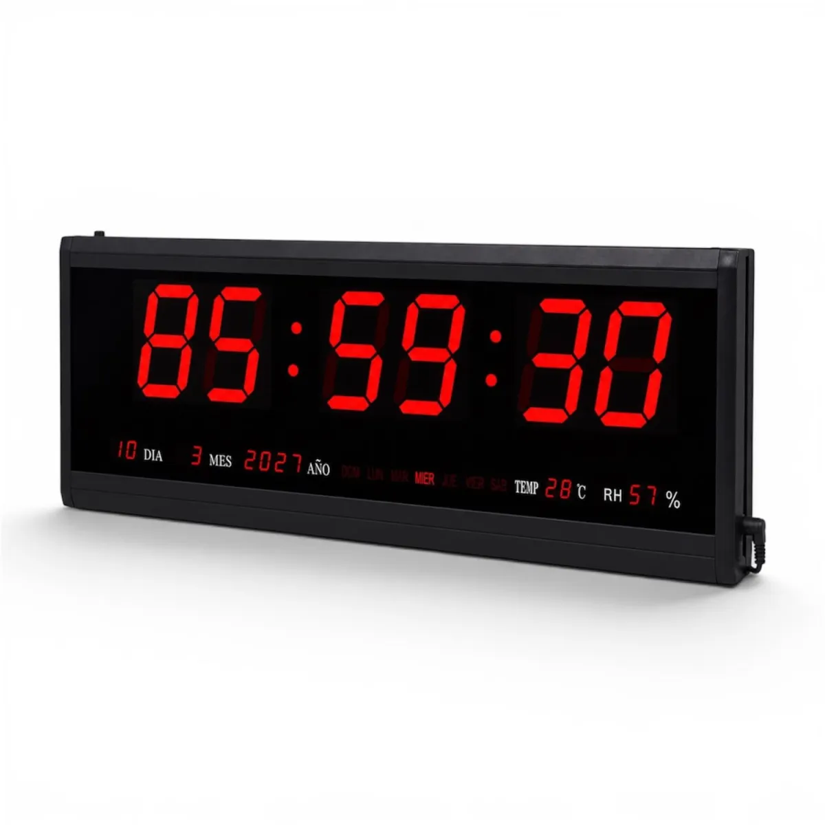 Reloj Digital LED de Pared 56 cm con Fecha, Día, Temperatura y Humedad