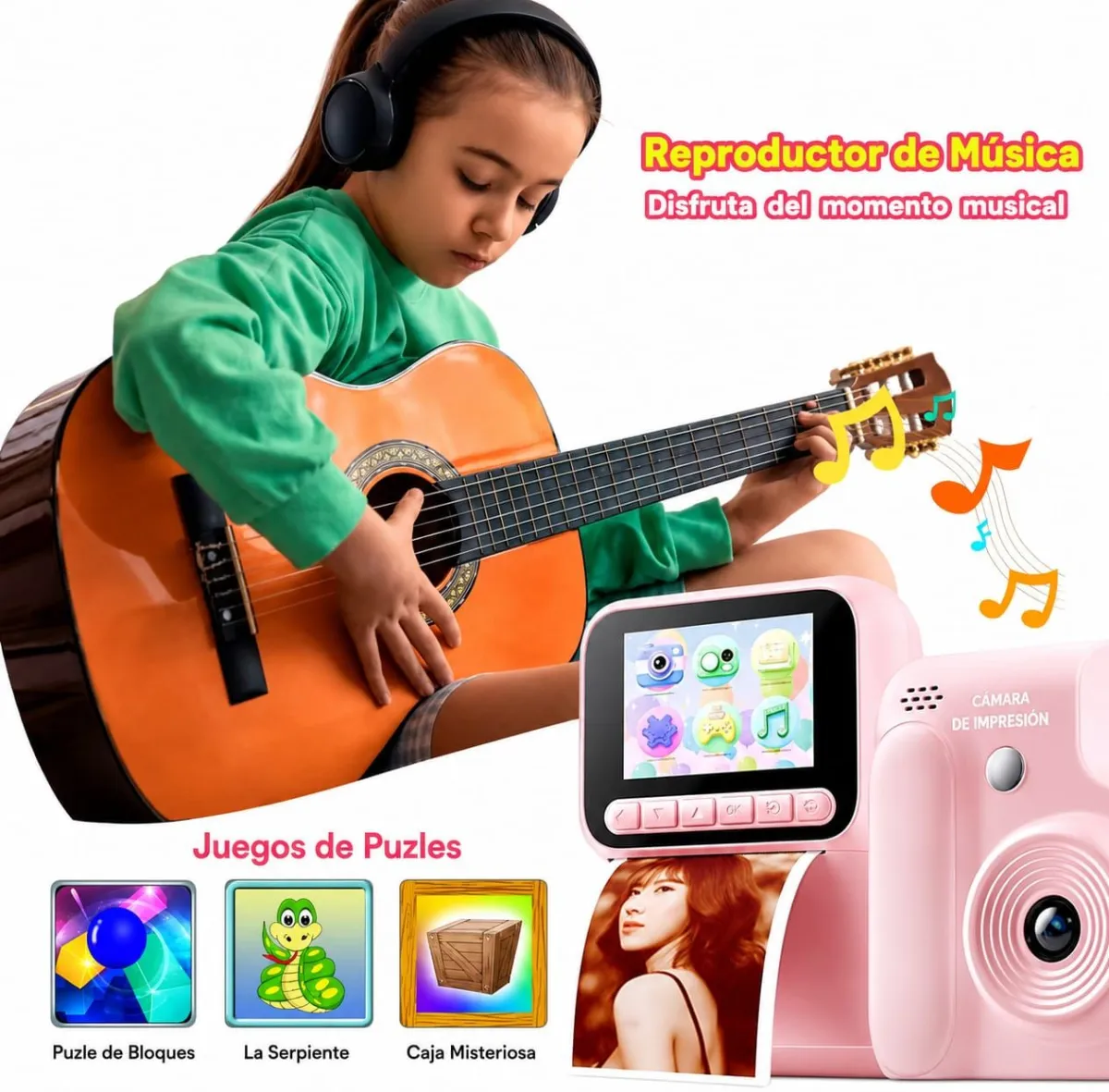 Cámara Instantánea Infantil KGG con Impresión a Blanco y Negro