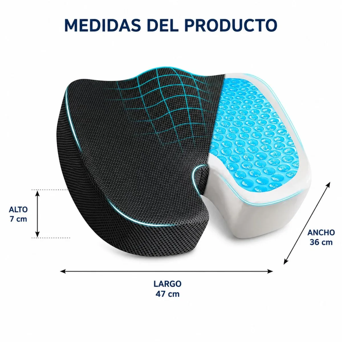 Cojín Ortopédico Ergonómico en Forma de U con Gel y Espuma Memory Foam