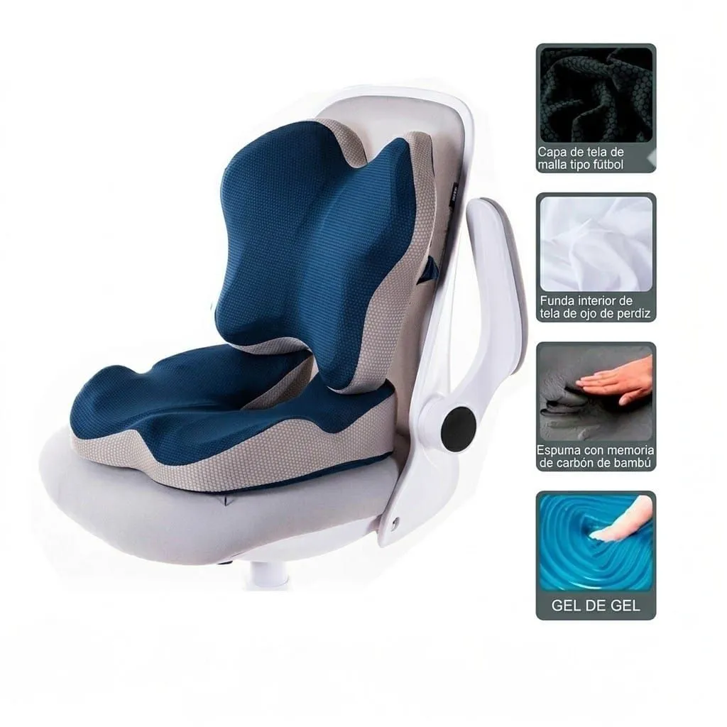 Cojín Ortopédico Ergonómico + Espaldar Lumbar 2 Piezas con Gel y Espuma Viscoelástica — Otros implementos de rehabilitación