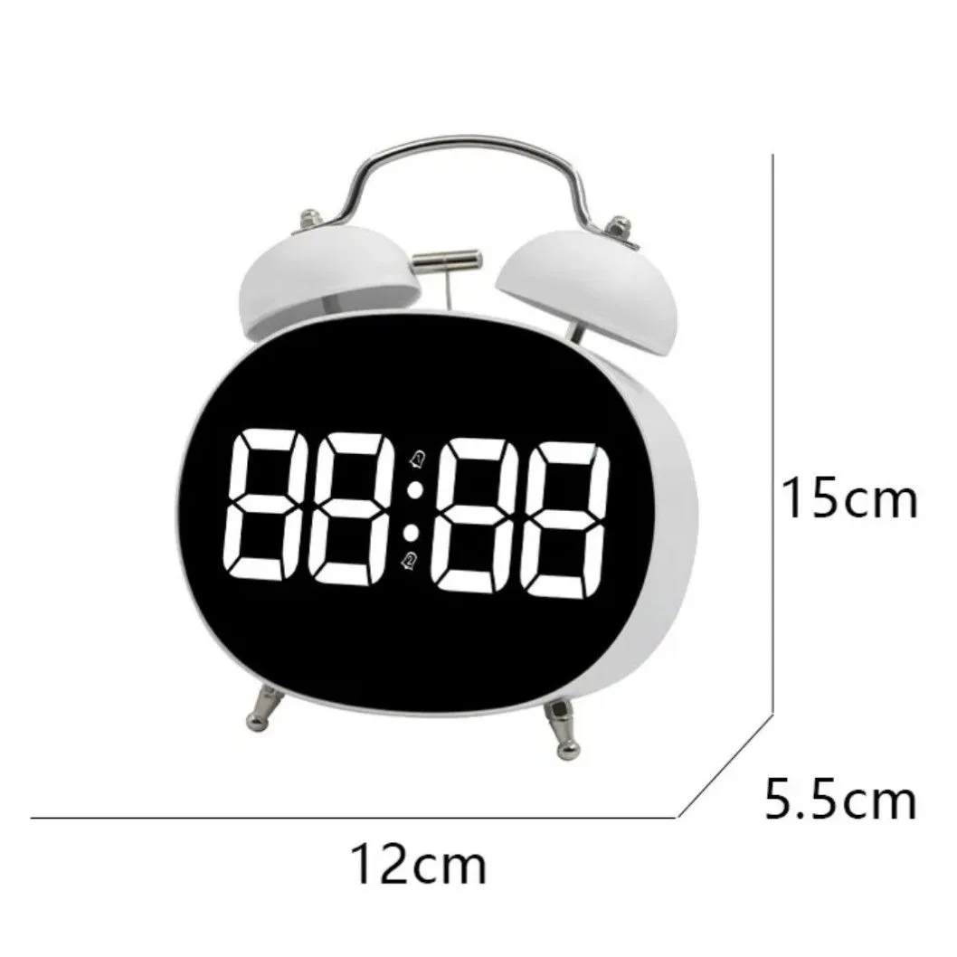 Reloj Despertador Digital LED Estilo Vintage Campana Pantalla Grande — Relojes