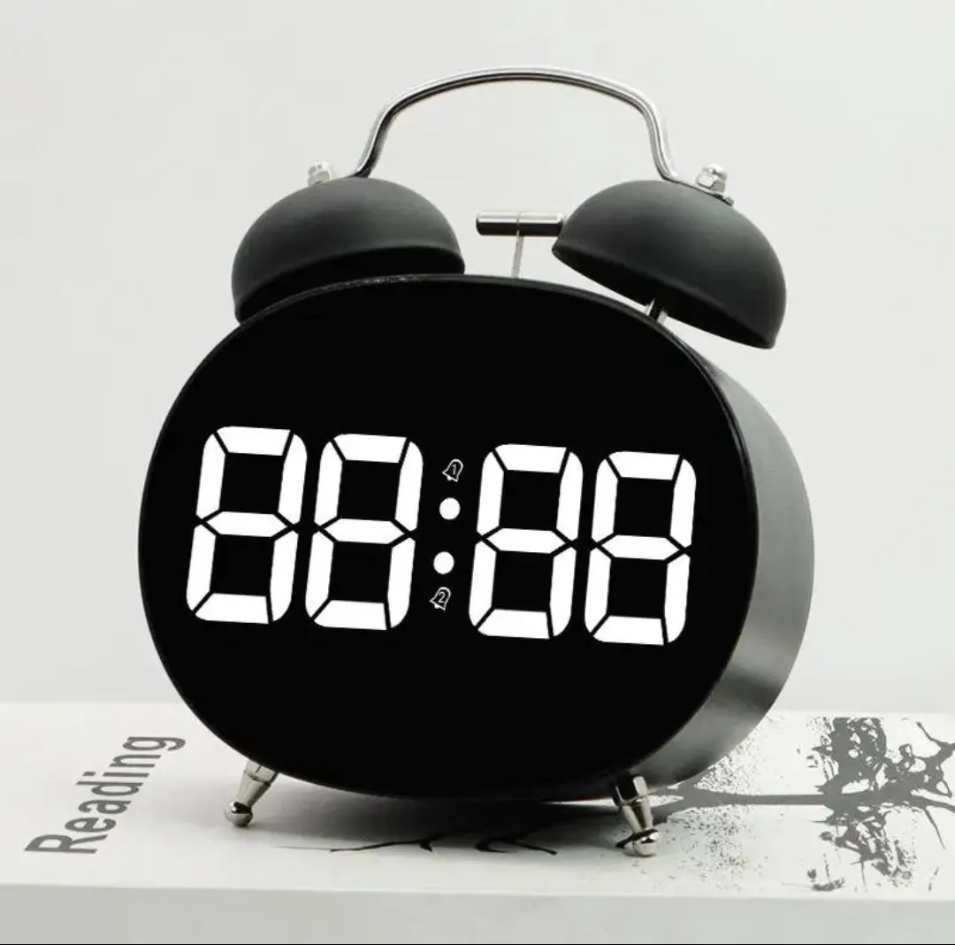 Reloj Despertador Digital LED Estilo Vintage Campana Pantalla Grande