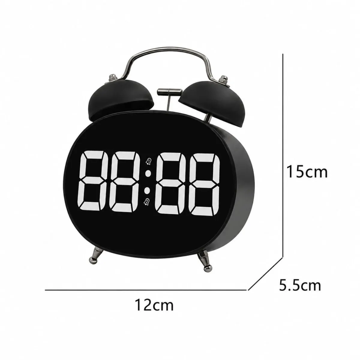 Reloj Despertador Digital LED Estilo Vintage Campana Pantalla Grande — Relojes