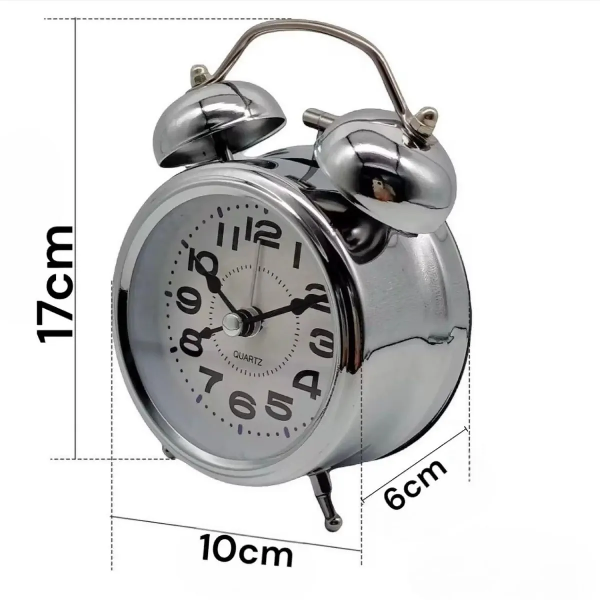 Reloj Despertador de Campana Metálico Vintage 17 cm
