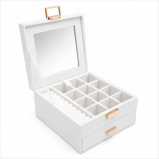Joyero Organizador Premium con Espejo y Cajón , Diseño Elegante Compacto — Joyeros / bolsas
