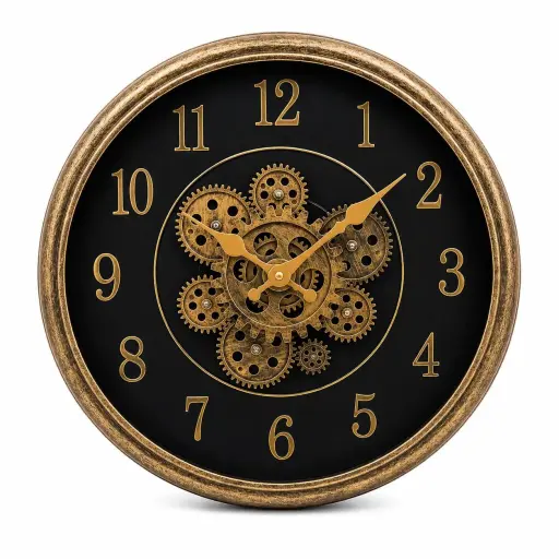 Reloj de Pared Decorativo con Engranajes 34x34 cm — Relojes