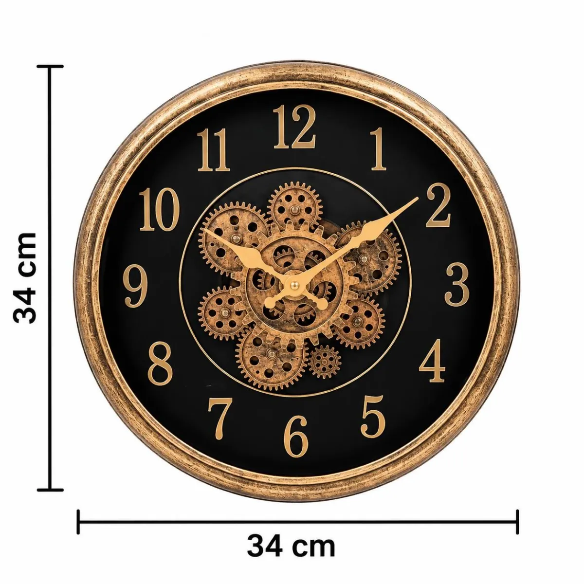 Reloj de Pared Decorativo con Engranajes 34x34 cm — Relojes