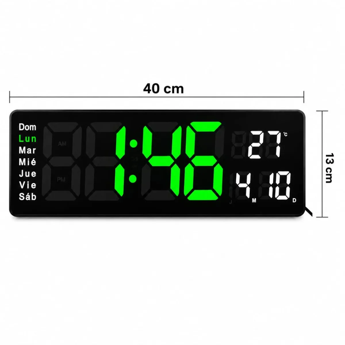 Reloj Digital LED 40x13 cm con Cronómetro, Temporizador y Alarma