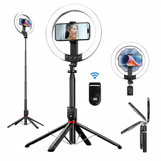 Aro de Luz LED 2.3M Recargable con Trípode y Soporte para Celular | Selfie Stick — Trípodes de iluminación