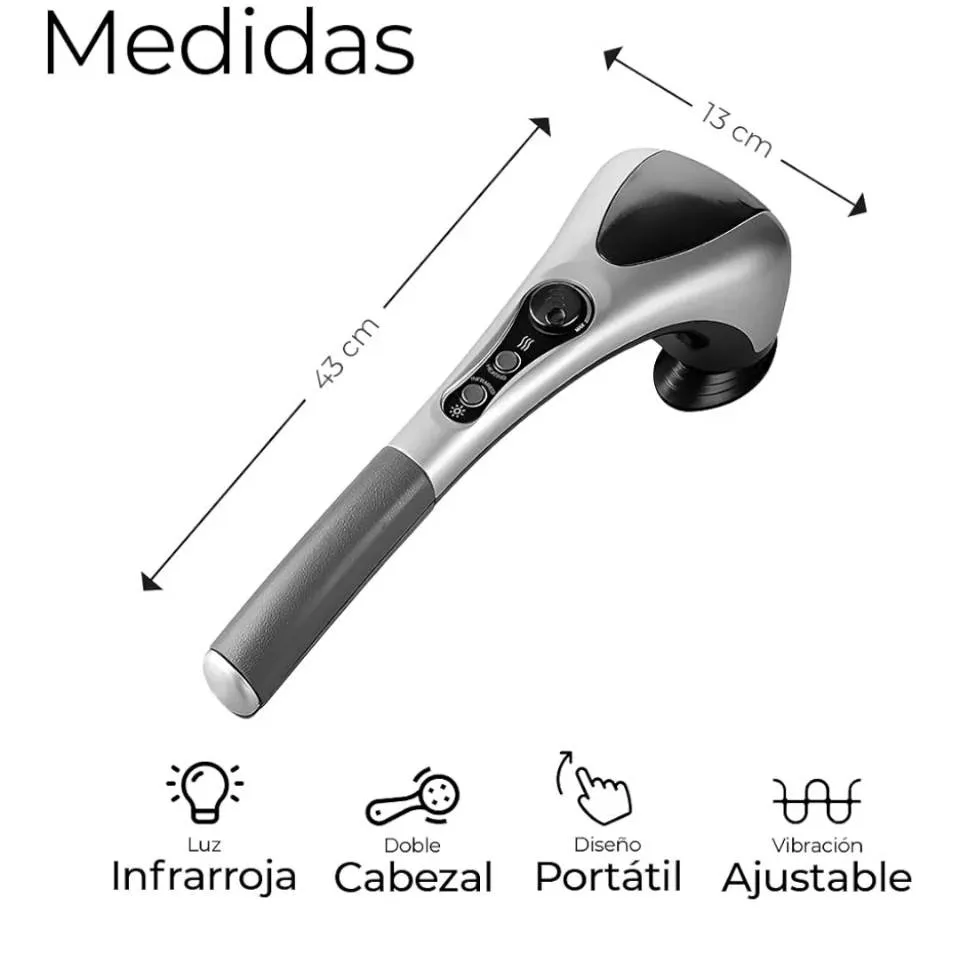 Masajeador Corporal Eléctrico con 2 Cabezales, Calor e Infrarrojo