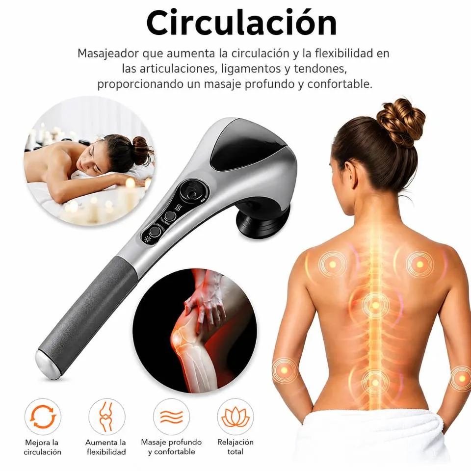 Masajeador Corporal Eléctrico con 2 Cabezales, Calor e Infrarrojo