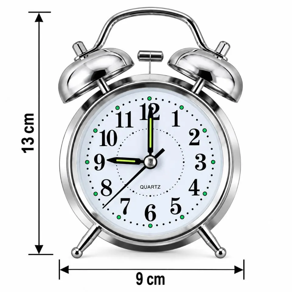 Reloj Despertador Clásico de Doble Campana Cromado