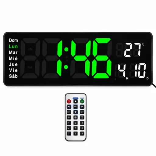 ⏰ Reloj Digital LED 40x13 cm con Cronómetro, Temporizador y Alarma — 